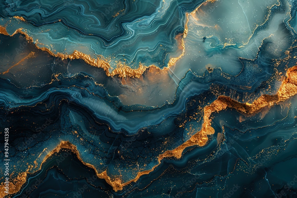 Fototapeta premium A beautiful blue and gold marble design