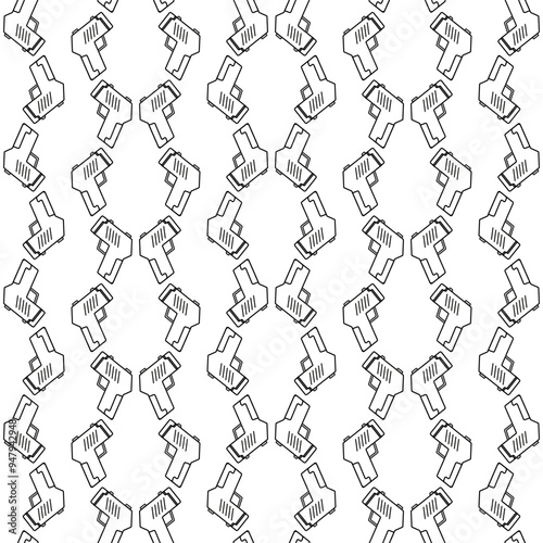 cute gun seamless pattern in black and white for background