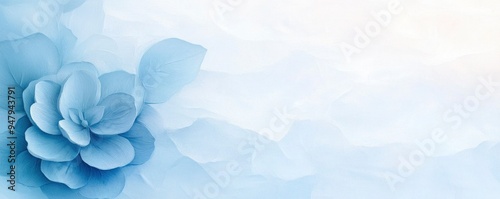 Serene Blue Floral Art, Captivating Botanical Beauty in Soft Pastels