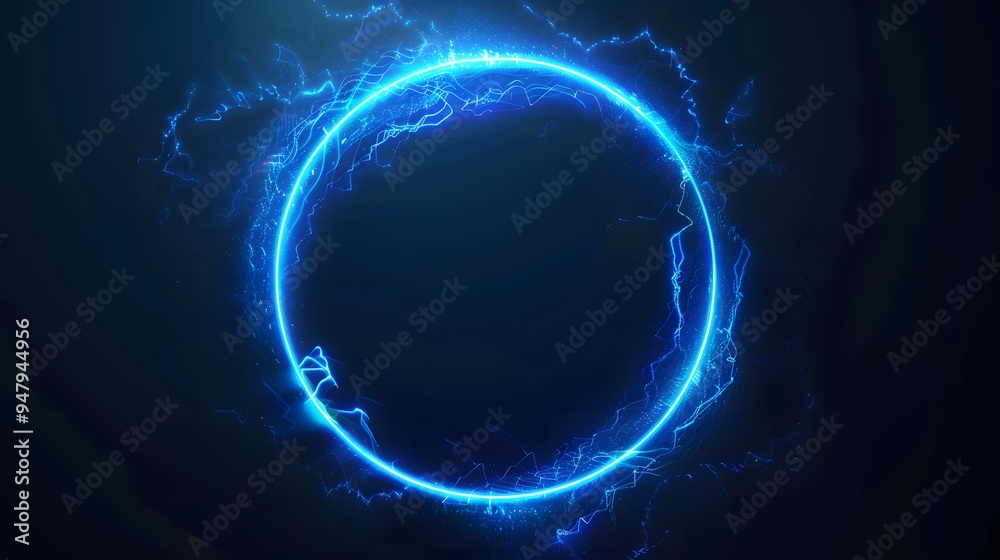 custom made wallpaper toronto digitalA glowing electric blue ring with lightning bolts emanating from it against a dark background. The vibrant blue light creates a striking contrast, giving a futuristic and dynamic energy effect.