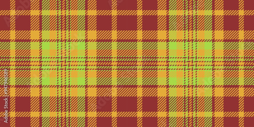 Infinity fabric background pattern, multicolored vector textile seamless. Serene plaid texture check tartan in red and amber colors.