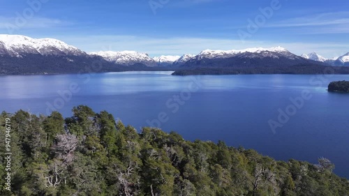 Patagonia Skyline At Villa La Angostura In Neuquen Argentina. Snow Capped Mountains. Angostura Village. Winter Travel. Patagonia Skyline At Villa La Angostura In Neuquen Argentina. photo