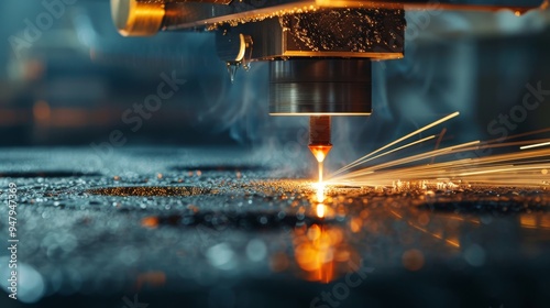 Luminous Precision Dynamic Metal Laser Cutting in Action photo