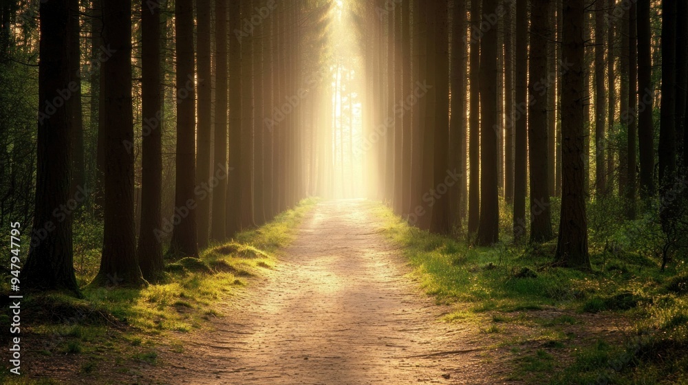 Fototapeta premium Sunlit Path Through a Forest