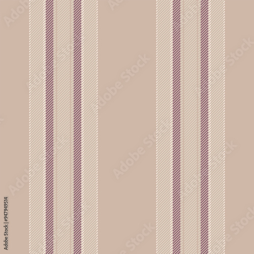 Aged textile background fabric, dividing vertical vector texture. Tough lines pattern seamless stripe in light and pink colors.