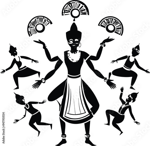 Hindu God Shiva Outline Silhouette Graphics Collection