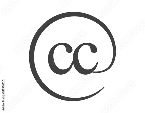 CC logo from two letter with circle shape email sign style. C and C round logotype of business company