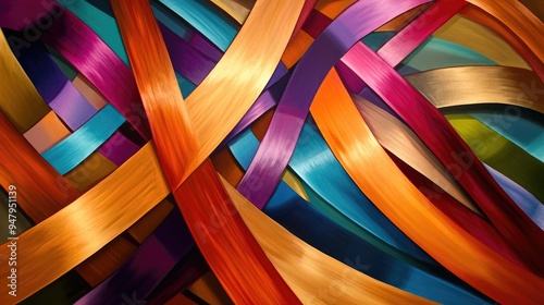 Wallpaper Mural Vibrant abstract lines of thin wood, arranged on a dynamic futuristic backdrop, creating a colorful and striking composition Torontodigital.ca
