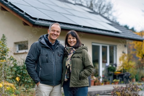 Couple with solar panels home