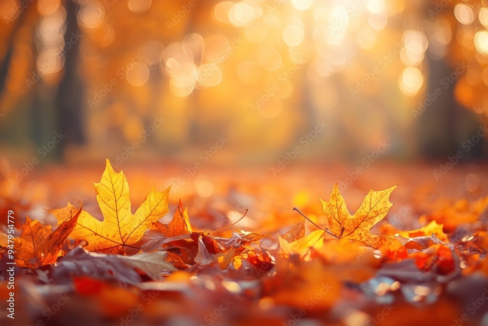 Autumn leaves bokeh forest background Autumn leaves bokeh forest background