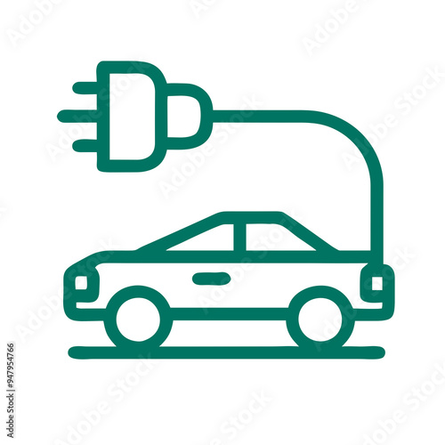 Electric car, transparent background, icon, flat colors, vector-style, ecology theme 