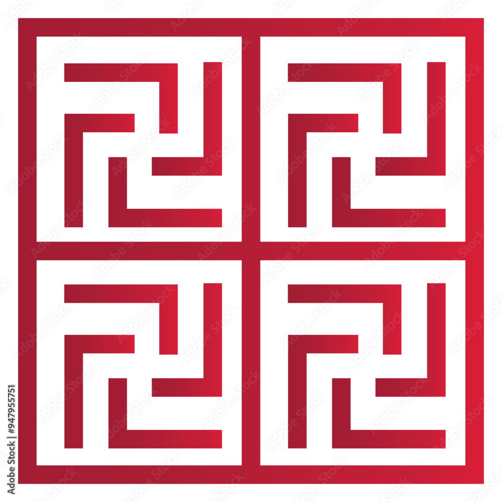 Red Chinese Pattern Illustration Isolated on White Background. Happy Chinese New Year Symbol Red Chinese Pattern Illustration Isolated on White Background. Happy Chinese New Year Symbol