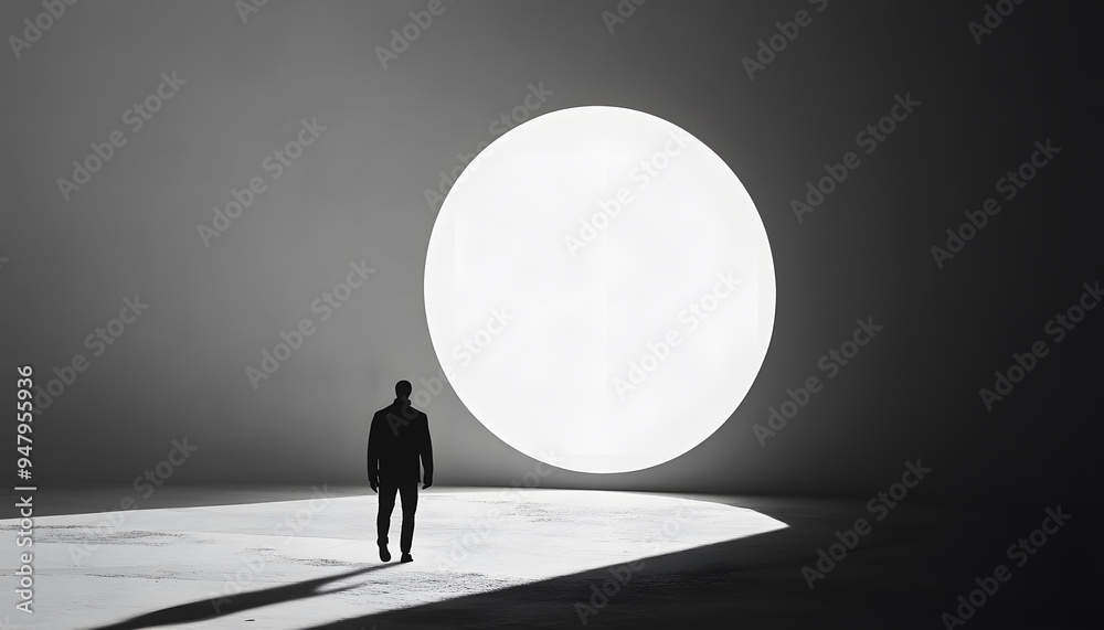 Obraz premium A large, empty space with a small, centered element, like a dot, circle, or tiny icon, emphasizing simplicity