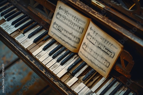 Vintage Piano with Sheet Music: A Melodic Nostalgia