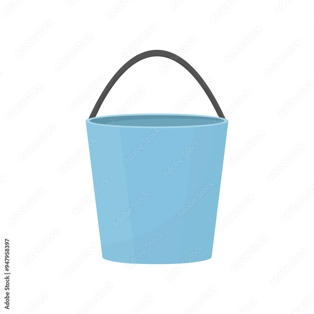Simple bucket in cartoon style on a white background. Plastic, iron bucket in blue. Empty bucket
Simple bucket in cartoon style on a white background. Plastic, iron bucket in blue. Empty bucket
