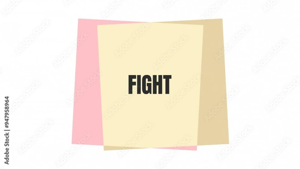 Fight text animation over overlapping geometric shapes in pastel colors Fight text animation over overlapping geometric shapes in pastel colors
