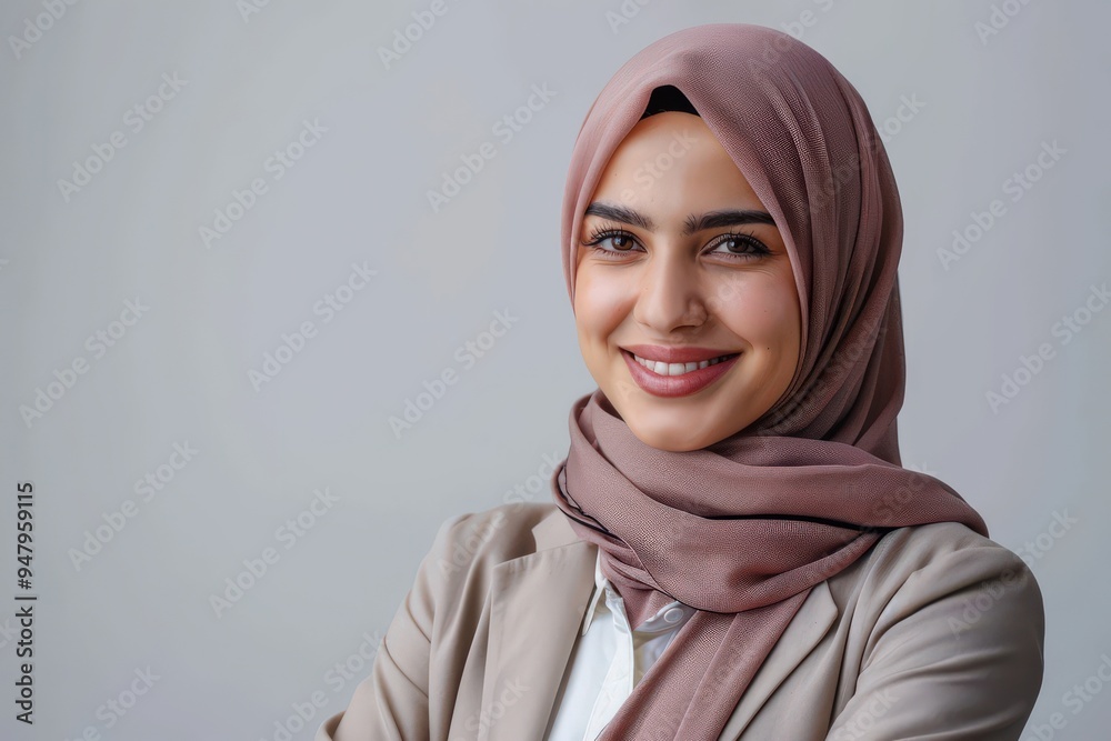 Arab Woman: Cheerful, Confident Businesswoman Smiling Happily Arab Woman: Cheerful, Confident Businesswoman Smiling Happily
