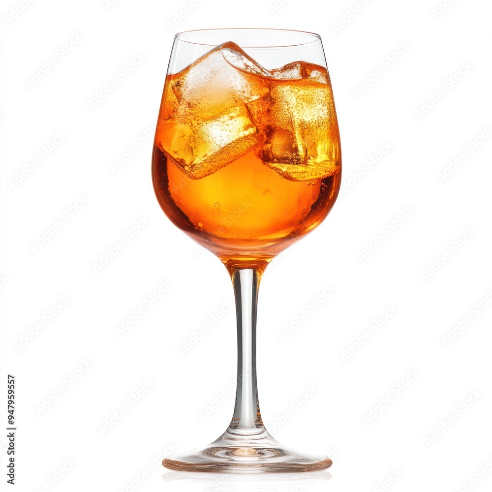 Glass of Aperol Spritz with Ice Cubes Glass of Aperol Spritz with Ice Cubes