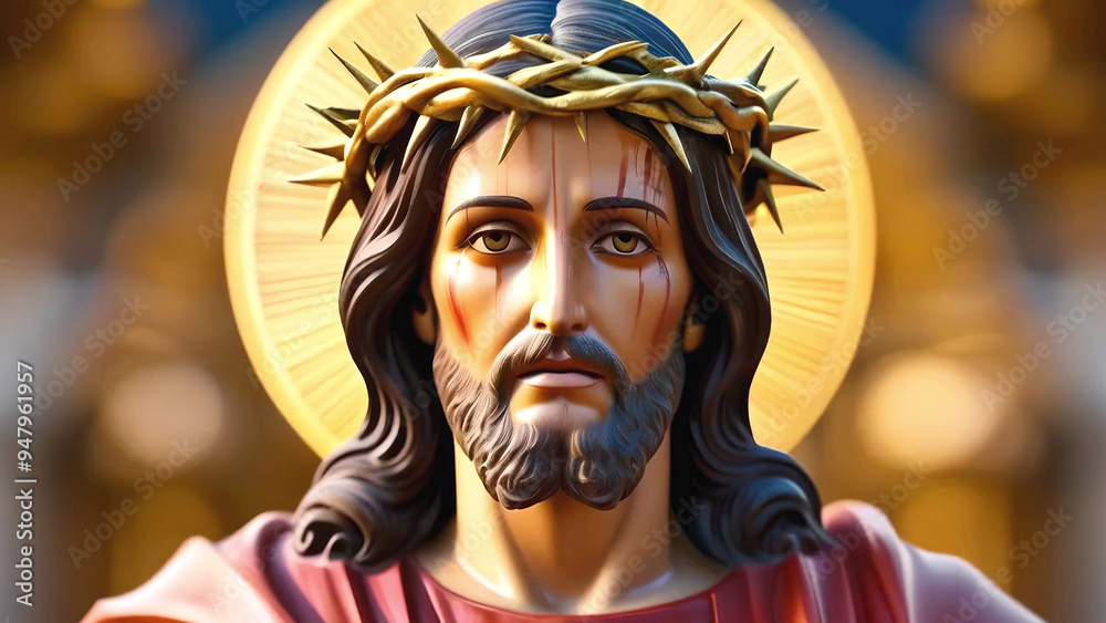 3D style Modeled Sculpture Portrait of Jesus Christ in a Detailed Artistic Style Featuring Divine Expression, Realistic Texture and light, New Beautiful Stock Image Illustration AI 3D style Modeled Sculpture Portrait of Jesus Christ in a Detailed Artistic Style Featuring Divine Expression, Realistic Texture and light, New Beautiful Stock Image Illustration AI