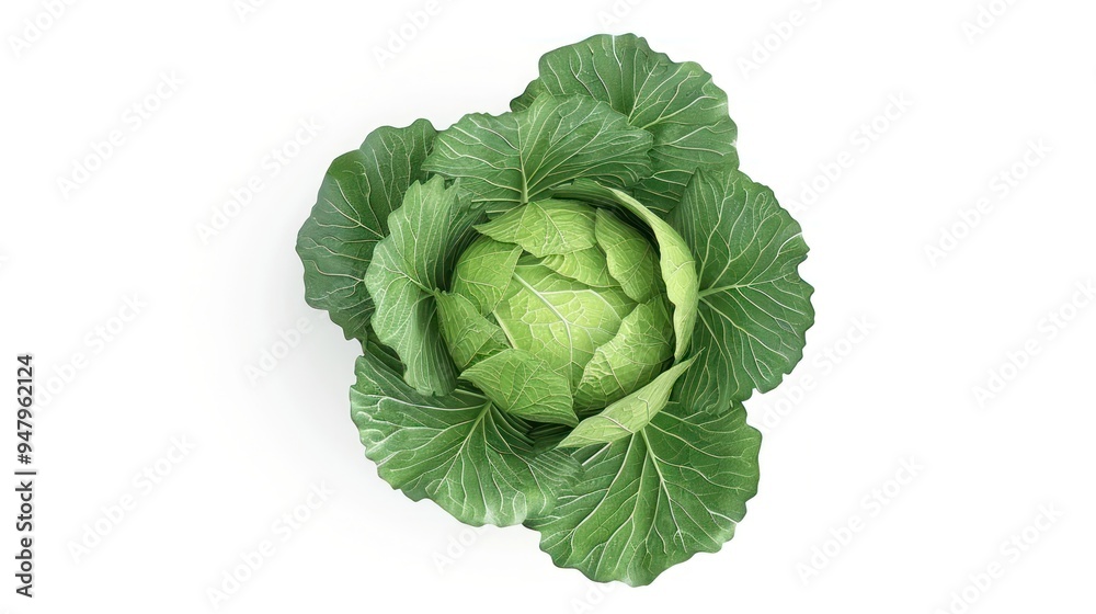 Obraz premium Fresh Green Cabbage Isolated on White