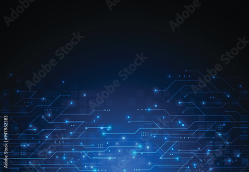 Abstract background with technology circuit board texture. Artificial intelligence electronic board. Communication and engineering concept. Vector illustration