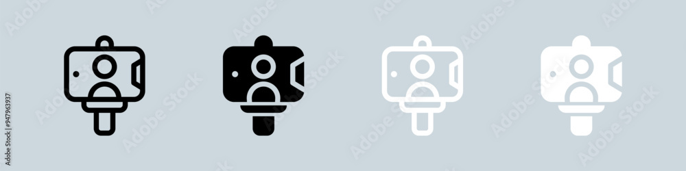 Selfie icon set in black and white. Photo signs vector illustration. Selfie icon set in black and white. Photo signs vector illustration.