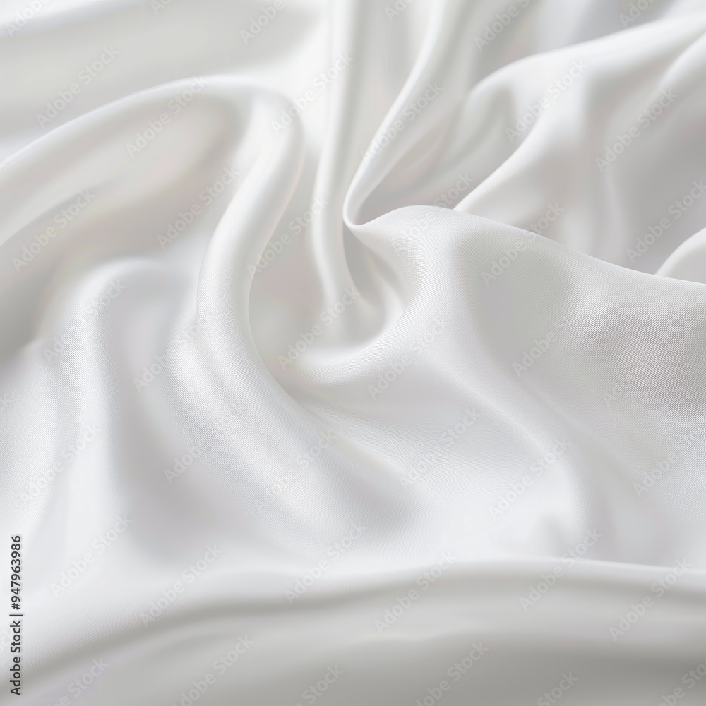 Close-up of Flowing, Wavy White Silk Fabric, Ideal for an Elegant Background or Luxurious Texture Close-up of Flowing, Wavy White Silk Fabric, Ideal for an Elegant Background or Luxurious Texture