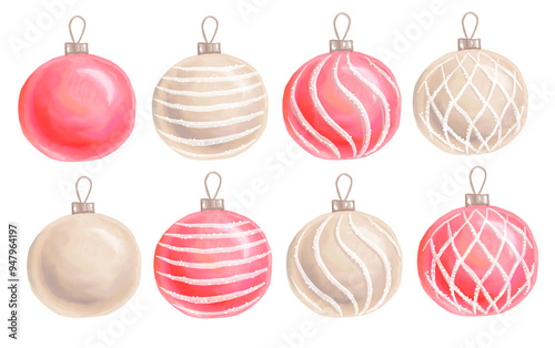 Bubbles. Christmas tree decoration. Watercolor