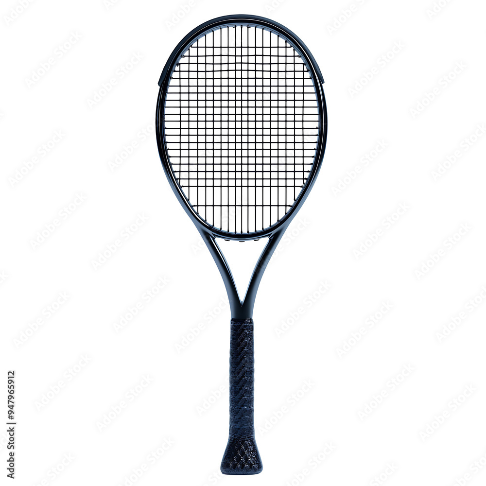 Black Tennis Racquet Isolated on White Background Black Tennis Racquet Isolated on White Background