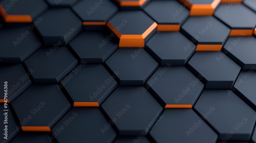 A black and orange hexagonal pattern A black and orange hexagonal pattern
