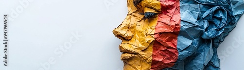 Wallpaper Mural head made from multicolored crumpled paper, with each color representing different human personalities Torontodigital.ca