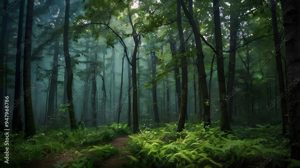 Naklejka premium morning in the forest