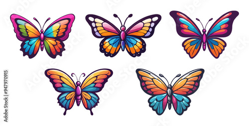 Colorful butterfly Vector logo template.  Butterfly  Mascot illustration.