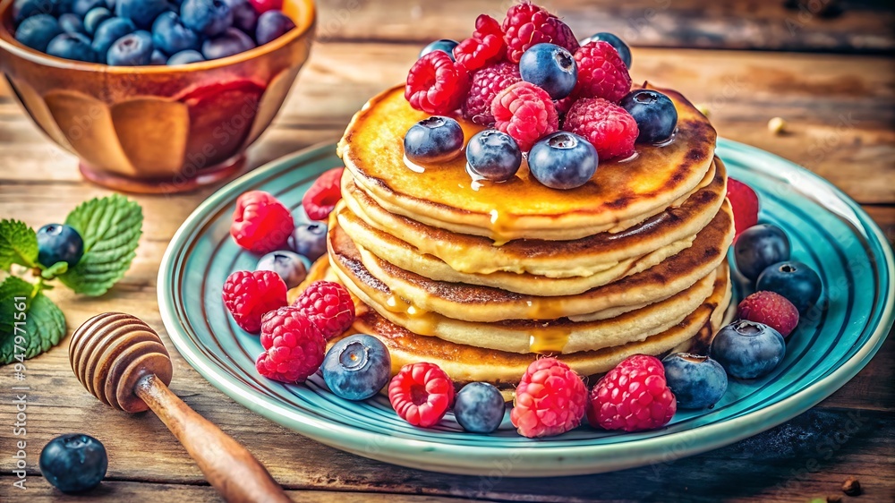 Homemade American Pancakes With Fresh Blueberry Homemade American Pancakes With Fresh Blueberry