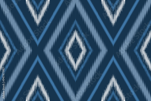 Ethnic ikat seamless pattern.beautiful pattern. folk embroidery,bohemian style,aztec geometric art ornament print.ethnic abstract art.Seamless fabric.design for fabric, carpet, wallpaper, clothing.