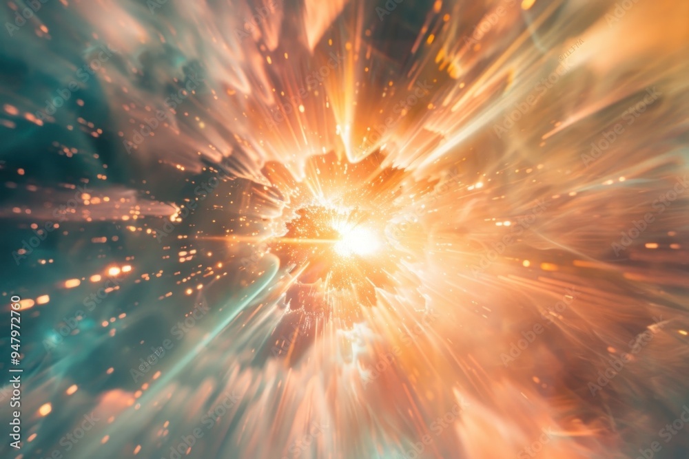 Fototapeta premium Vibrant cosmic explosion light background