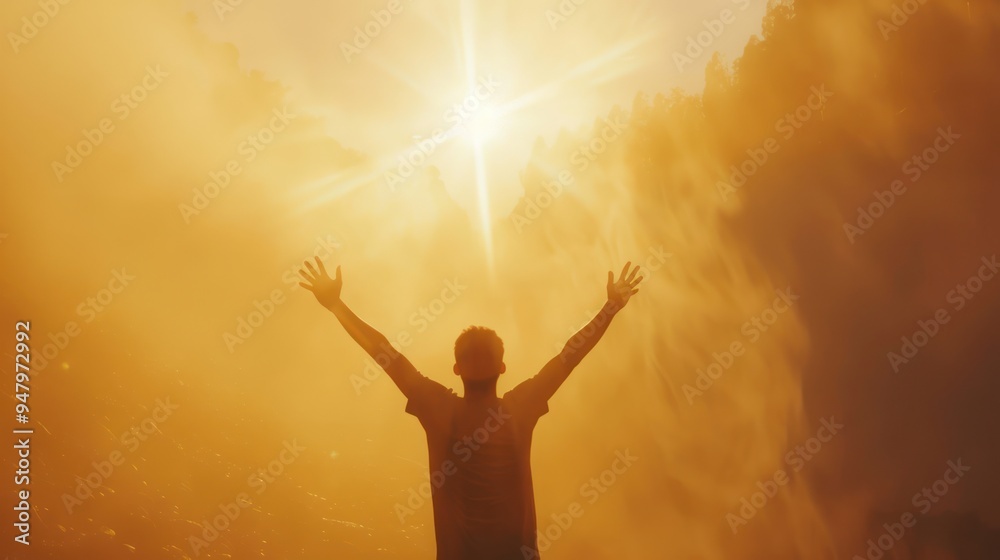 Silhouette of a Man Reaching Towards the Sun Silhouette of a Man Reaching Towards the Sun