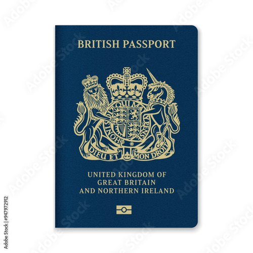 Obraz na płótnie United Kingdom Passport Cover with Gold Emblem and Text w salonie