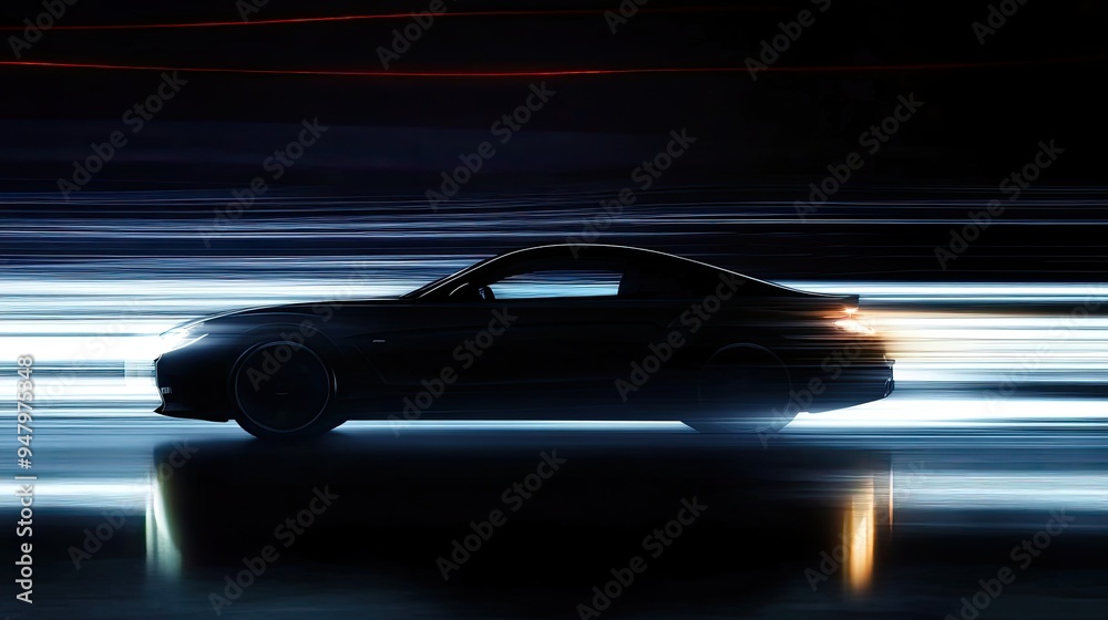Car silhouette with motion light effect Car silhouette with motion light effect
