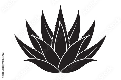 Black Silhouette Aloe Vera Plant - Printable Graphic Design