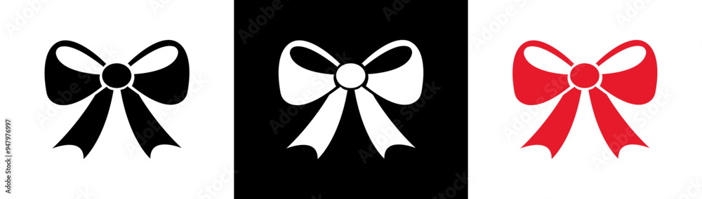 Bow with Ribbon. Christmas Bow with Ribbon. Bow in modern simple design Bow with Ribbon. Christmas Bow with Ribbon. Bow in modern simple design
