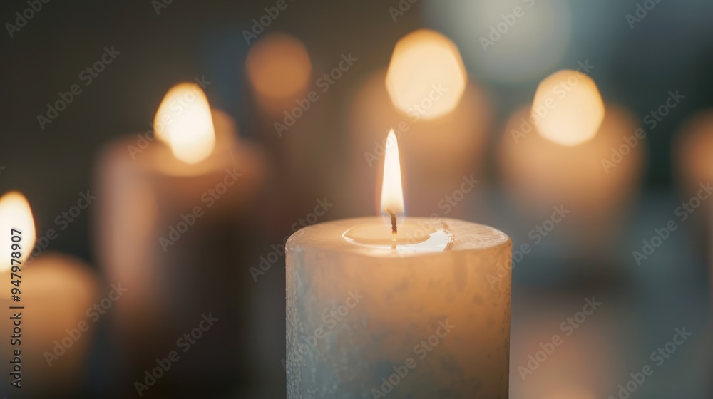 Close-up of a Burning Candle in a Cozy Atmosphere Close-up of a Burning Candle in a Cozy Atmosphere