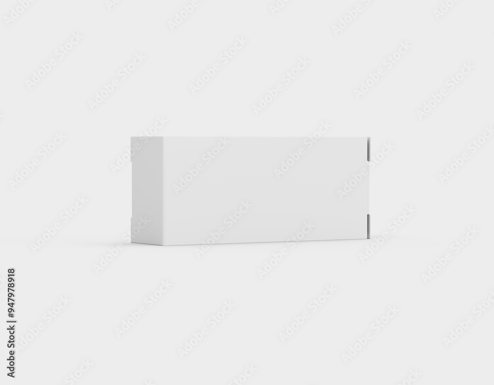 A White Rectangular Cardboard Box Mockup For Packaging, Positioned Horizontally 3d Illustration