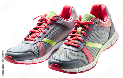 Comfortable, stylish athletic shoes on transparent background photo