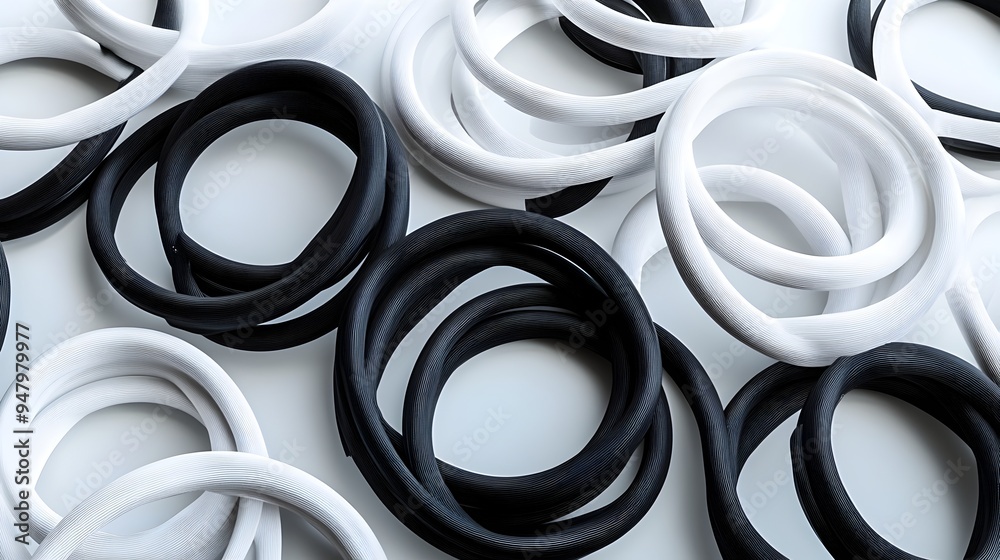 Geometric Hair Tie Pattern on Plain White Background Geometric Hair Tie Pattern on Plain White Background