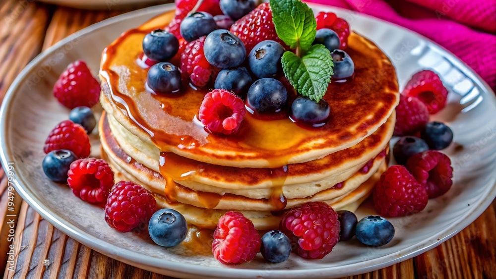 Homemade American Pancakes With Fresh Blueberry Homemade American Pancakes With Fresh Blueberry