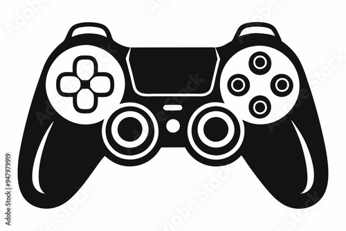 Joystick silhouette vector icon, Game controller art illustration