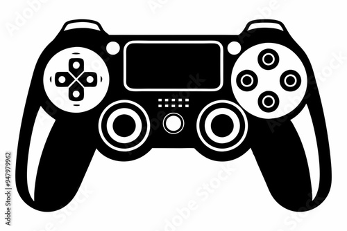 Joystick silhouette vector icon, Game controller art illustration