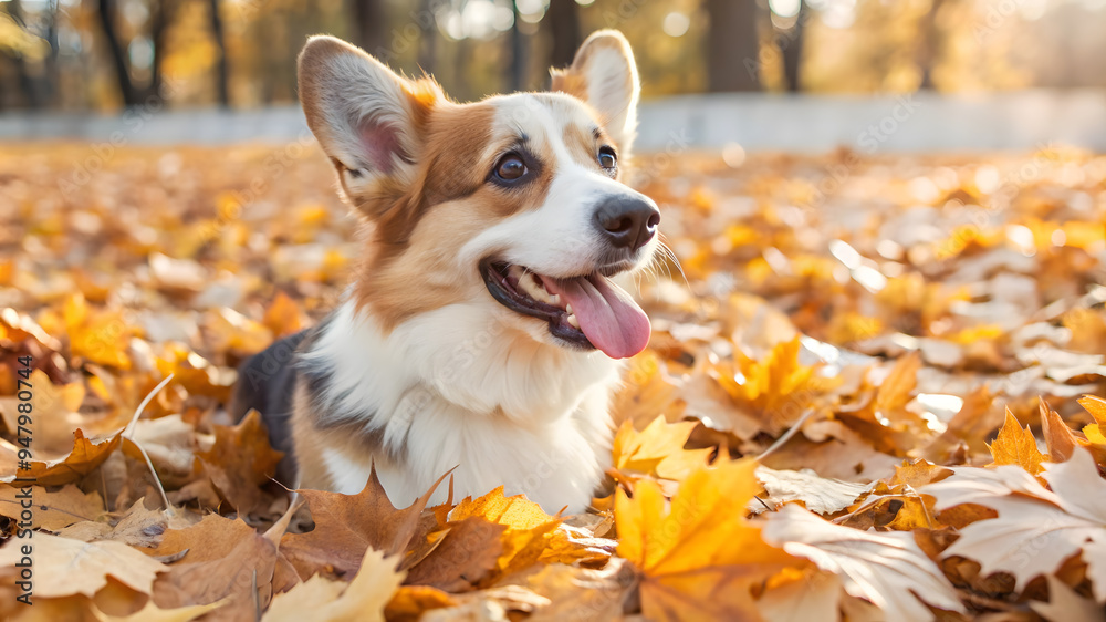 dog among autumn leaves dog among autumn leaves