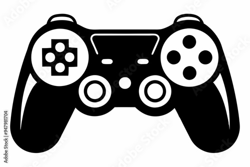 Joystick silhouette vector icon, Game controller art illustration